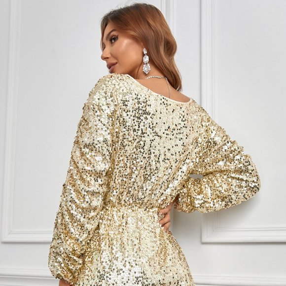 Sequin Long Sleeve Mini Dress - Picture 5 of 7